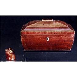 A late George III mahogany and rosewood crossbanded needlework box and cover, circa 1820, with bu...
