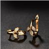 Image 1 : Tree Leaves Hoop Earrings Gold Color AAA) Crystal Cubic Zirconia
