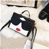 Fashion Lovely Face Women Handbags Red Lips Pu Leather Crossbody Bag Lady Trunk Lock Box Mini Purse 