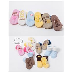 0-3 Months Baby Anti-Slip Socks 3 Pairs/Set Cotton (Random Colors)