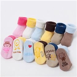 10-12 Months Baby Anti-Slip Socks 3 Pairs/Set Cotton (Random Colors)