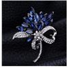 Huge Luxury Brooch Silver Plated Blue Crystal Rhinestone Party Jewelry