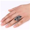 Black Crystal Rhinestone Flower Vintage Design Big Ring