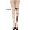 Women Tights With Two Cats Tattoo Pantyhose
