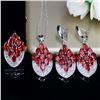 Elegant Flower Multi Colort Party Jewelry Set: Ring, Earrings, Necklace. Sterling Silver 925 4A Cubi