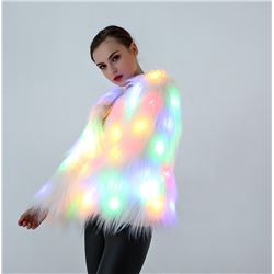 Autumn And Winter Coat LED Luminous Faux Fur  Nightclub / Christmas Outwear