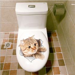 3D Vivid Cats Toilet Stickers (Pair of 2 Random Cats)