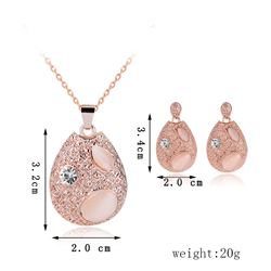 Fashion Jewelry Set: WaterDrop Pendant / Necklaces, Earrings. Rose Gold Color. AAA CZ Crystal