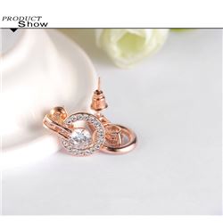 Wedding Jewelry Set: Rose Gold Color Necklace/Earring