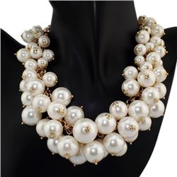 Big Imitation Pearls Necklace. Multilevel Chains Chokers