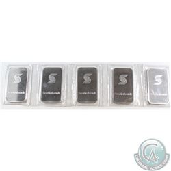Lot of 5x 1oz Scotiabank .999 Fine Silver Bars in Original Sealed Plastic Strip. 5pcs (TAX Exempt)