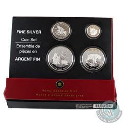 2005 Canada Fractional The Lynx .9999 Fine Silver 4-coin Set (outer sleeve lightly worn, 1oz coin is