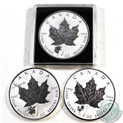 Lot of 3x 2017 Canada $5 1oz .9999 Fine Silver Maple Leaf with Privy Marks - Rooster, Moose & Cougar