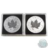 Image 1 : 2014 Horse & 2015 Sheep Canada $5 Fine Silver Privy Maple Leafs (coins are toned). 2pcs (TAX Exempt)