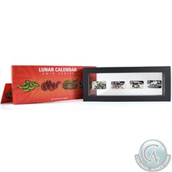 2013 Cook Islands $1 Year of the Snake Rectangular 4-coin Fine Silver Colourized Set (Outer sleeve h