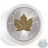 Image 1 : 2014 Canada $5 Gold Plated .9999 Fine Silver Maple Leaf in capsule (coin lightly toned) TAX Exempt