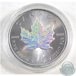 2014 Canada $5 Holographic .9999 Fine Silver Maple Leaf in capsule (coin lightly toned) TAX Exempt