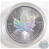 Image 1 : 2014 Canada $5 Holographic .9999 Fine Silver Maple Leaf in capsule (coin lightly toned) TAX Exempt