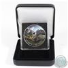 Image 1 : 2014 Canada $5 Peregrine Falcon Coloured .9999 Fine Silver Maple Leaf in Capsule & Black Display Box