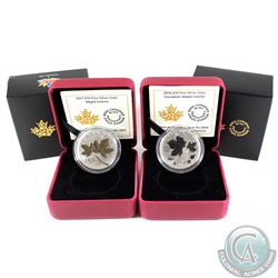 2016 & 2017 Canada $10 Maple Leaves Fine Silver Coins (Tax Exempt). Please note the 2017 outer black