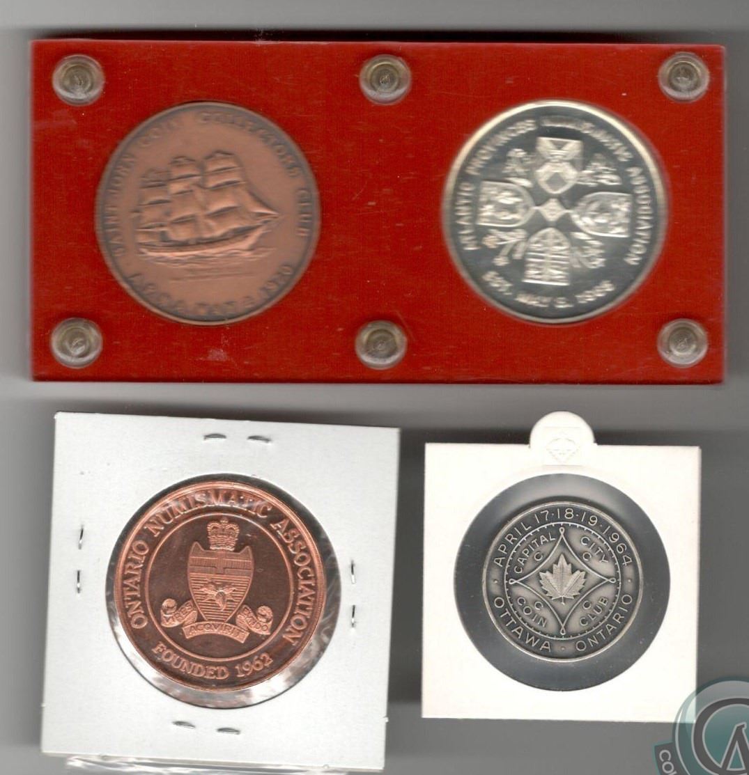 Numismatic Club Lot of 4 1964 Ottawa Coin Club/ONA Silver Medal