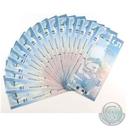 20 x 2006 $5.00 Notes with Jenkins-Carney Signatures and Consecutive Serial Numbers all in UNC. 20pc