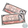 Image 1 : Pair of 1954 $2.00 Notes with Beattie-Coyne Signatures and Consecutive Serial Numbers. 2pcs.