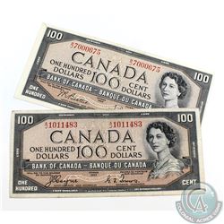 2 x 1954 $100 Notes, one Devil's Face and one Modified Portrait. 2pcs.