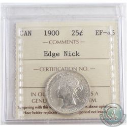 1900 Canada 25-cent ICCS Certified EF-45 edge Nick