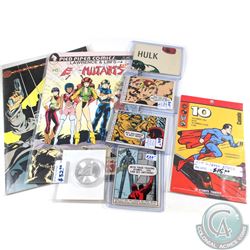 Estate Collection of Superheroes Lot. You will receive 2x Comic Books, 4x Collector Cards, 1 Pack of