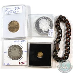 Assorted Lot of Gold, Silver, and Copper. You will receive a 2001 Canada Loon BU Coated, 1919 Canada