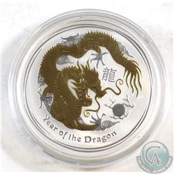 2012 Australia $1 Gold Plated - Year of the Dragon Fine Silver Coin (TAX Exempt)