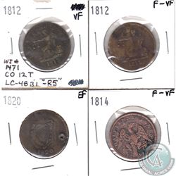 1812 LC-48BI-R5 VF, 1814 LC-54CI F-VF, 1812 LC-48C2 & 1820 LC-60B2 EF. 4pcs