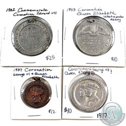 Estate Lot of 4x Canada Coronation Medallions 1937, 1953 & 1902. Please view scan. 4pcs