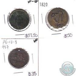 Lot of 3x Bank Tokens: 1820 LC-60E2 EF, LC-33AI VF-EF, Ships Colonies & Commerce PE-10 -* VF. 3pcs