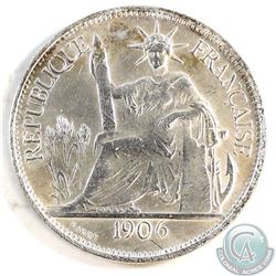 French Indo-China 1885-1928 Colonial Silver Piastre with informational display card