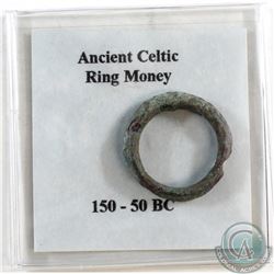 Ancient Celtic Bronze Ring Money 150-50 BC with Informational Display Card