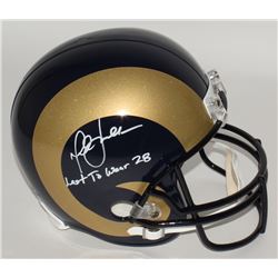 Marshall Faulk Signed Rams Full-Size Helmet Inscribed "Last To Wear 28" (JSA COA)