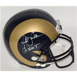 Marshall Faulk Signed Rams Full-Size Helmet Inscribed "G.S.O.T." (JSA COA)