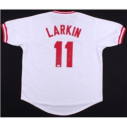 Barry Larkin Signed Reds Jersey Inscribed "HOF 2012" (JSA COA)