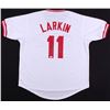 Image 1 : Barry Larkin Signed Reds Jersey Inscribed "HOF 2012" (JSA COA)