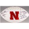 Image 1 : Johnny Rodgers, Mike Rozier  Eric Crouch Signed Nebraska Logo Football With Heisman Inscriptions (Ra