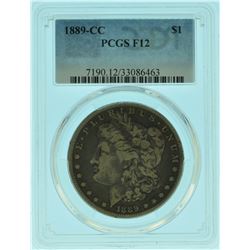 1889 "CC" PCGS F12 Morgan Silver Dollar