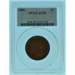1850 PCGS AU58 Matron Head Large Cent