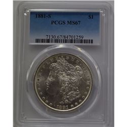 1881 S PCGS MS 67 Morgan Silver Dollar