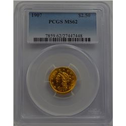 1907 PCGS MS 62 $2 1/2 LIB Head Gold