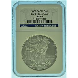 2008 NGC MS69 Early Release American Silver Eagle