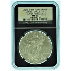 2012 "S" NGC MS69 Black Core American Silver Eagle