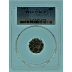 1941 "S" PCGS MS66 FB Mercury Silver Dime
