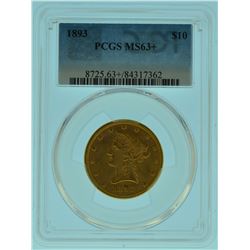 1893 $10 PCGS MS63+ Gold Liberty Eagle